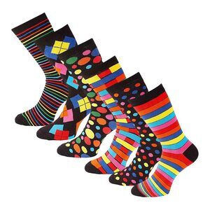 Soxy Mens Assorted Designs Cotton Socks (Pack of 6) / Black/Multicolored